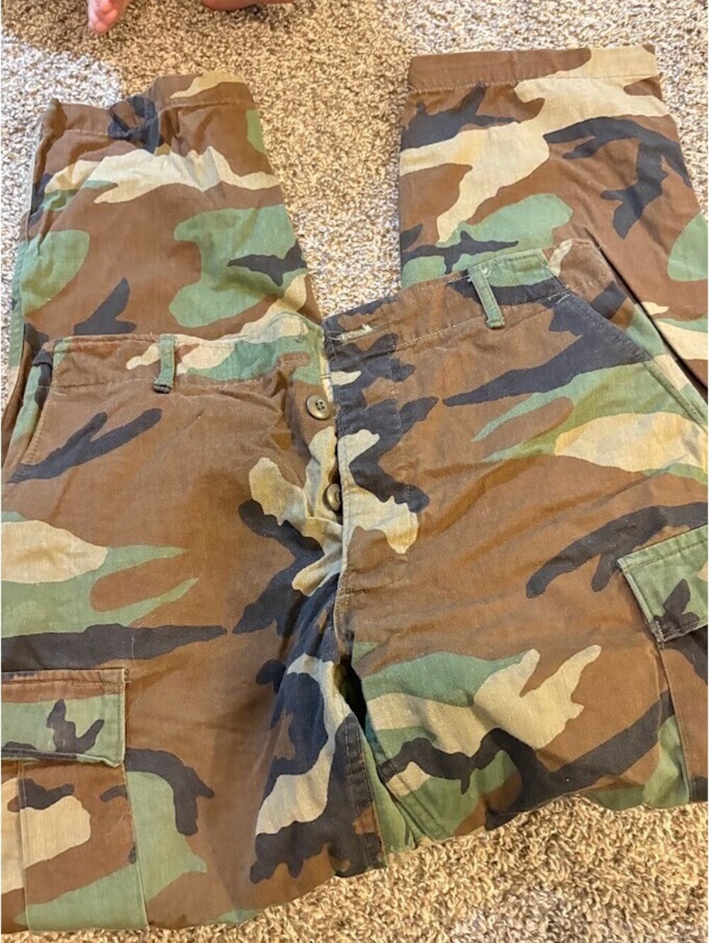 Military Camouflage Cargo Pants with Adjustable Waist Medium Regular As-Is
